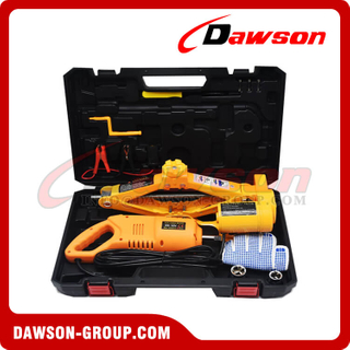 12V DC 2T or 3T 35CM Electric Scissor Jack with Electric Impact Wrench Suit