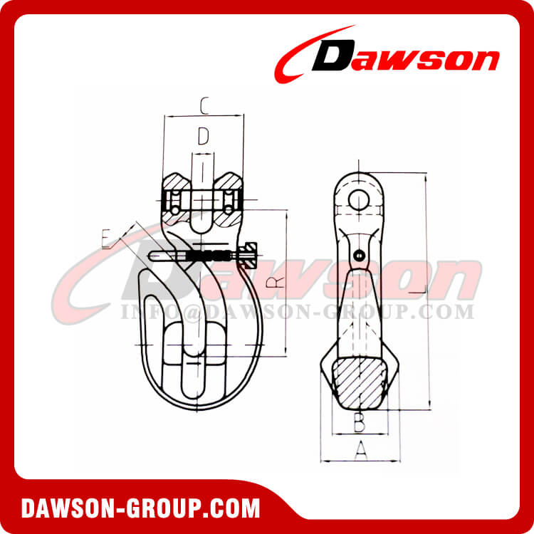 DS1024 G100 Special Clevis Grab Hook With Safety Pin for Adjust Chain Length