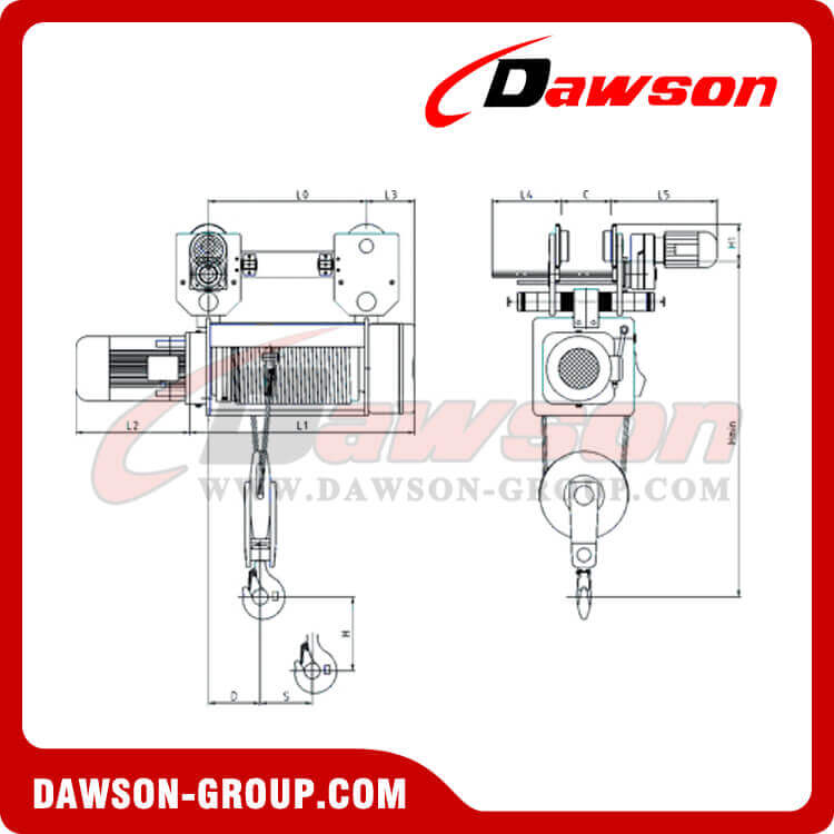 Standard Headroom Trolley Hoist (2/1 Rope Reeving), electric