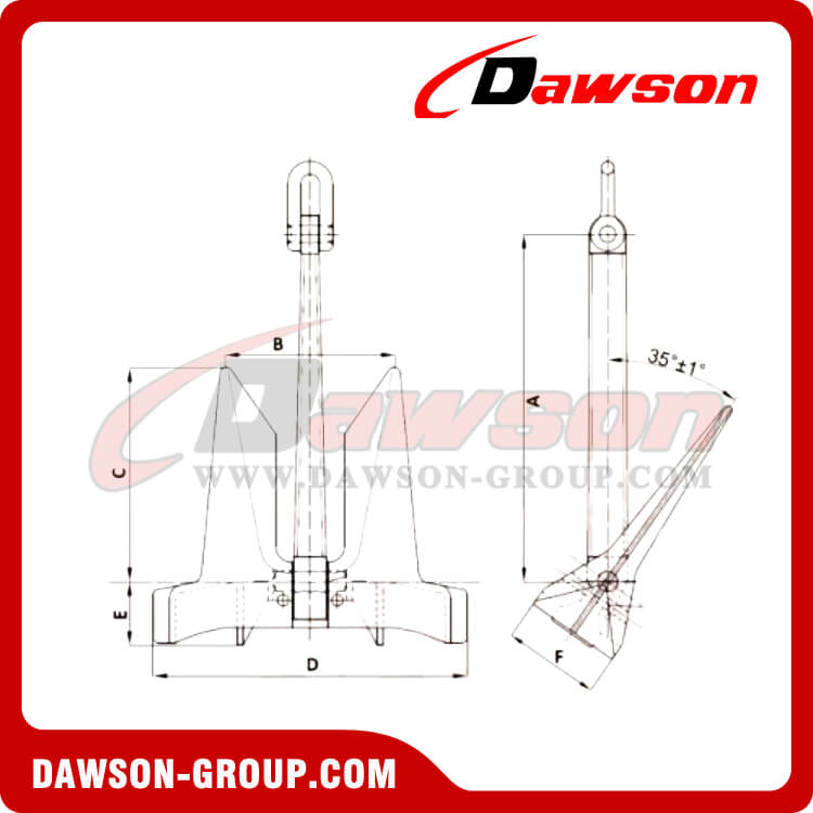 Nominal Weight Kg Ac Hhp Anchor High Holding Power Stockless Anchors Boat Anchors