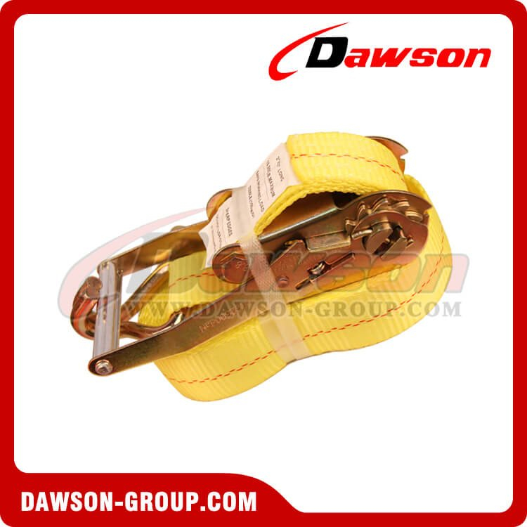 2" x 27' Custom Polyester Ratchet Tie Down Lashing Strap with Double J-Hook