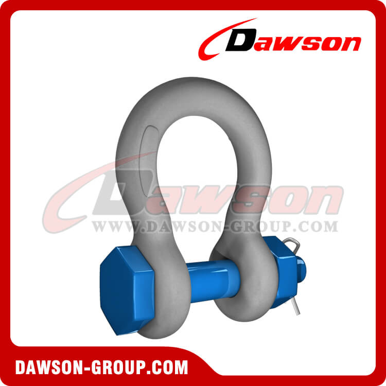 Dawson Brand Hot Dip Galvanized US Type DG2130 Bow Shackle with Safety Pin, S6 Bolt Type Anchor Shackle