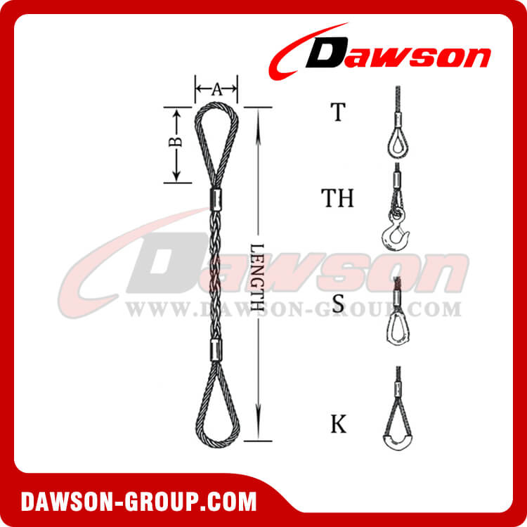 WS71-E-E,T,TH,S&K Flemish Eye Splice Wire Rope Slings