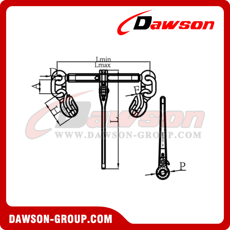 DS1030 G100 Ratchet Binder With Safety Hooks, Grade 100 Load Binder for Lashing