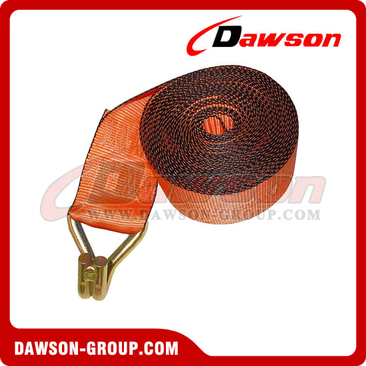 4 inch Custom Winch Strap with Flat Hook and Edge Protector, 4