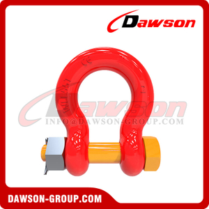 DS756 Grade G8 T8 Bolt Type Alloy Bow Shackle, Anchor Shackle with Safety Pin