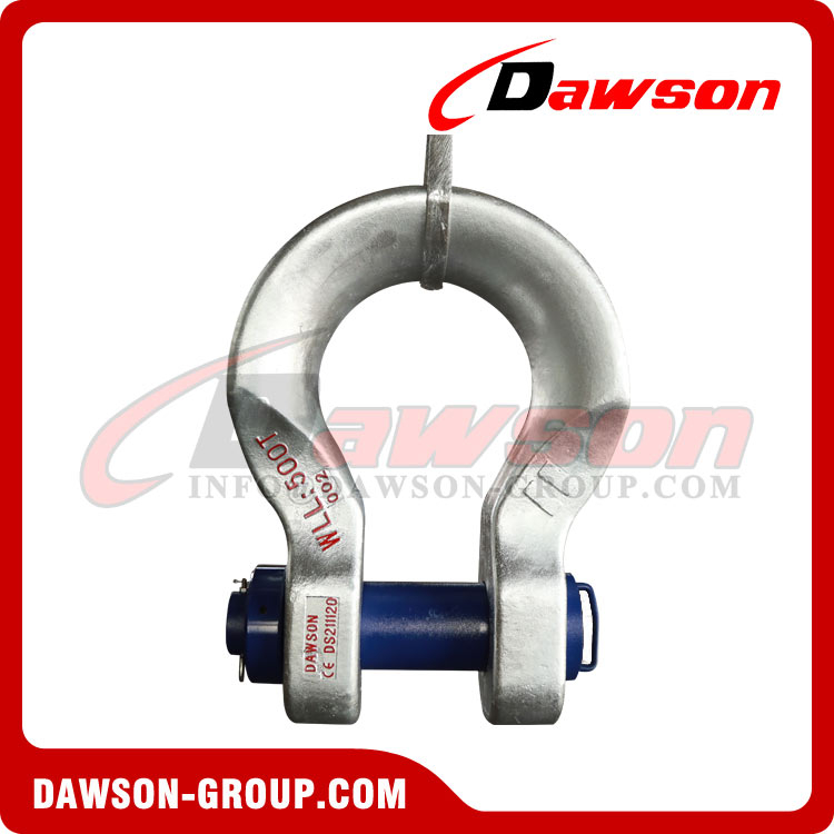 DS2160 Alloy Steel Bolt Type Wide Body Shackle for Synthetic Web Slings, Synthetic Round Slings or Wire Rope Slings
