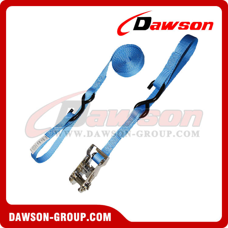 1 inch Heavy Duty Ratchet Strap with Vinyl SHook and Soft Loop